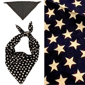 Vintage Stars Patriotic Triangular bandanna scarf , cotton, navy white red